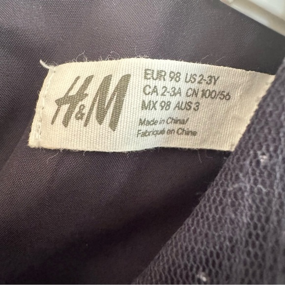 H&M Navy Blue Dress Stars Glitter Dragonfly Planet Space Mesh Girls 2T-3T - Picture 6 of 7